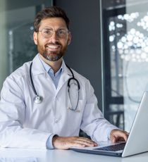 doctor using laptop